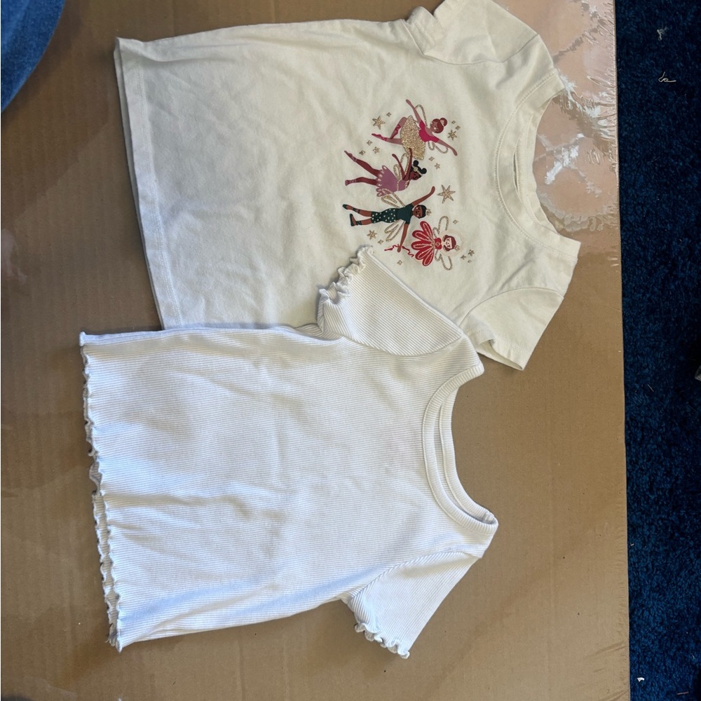 Cat & Jack Kids' White and Cream Short Sleeve Tees